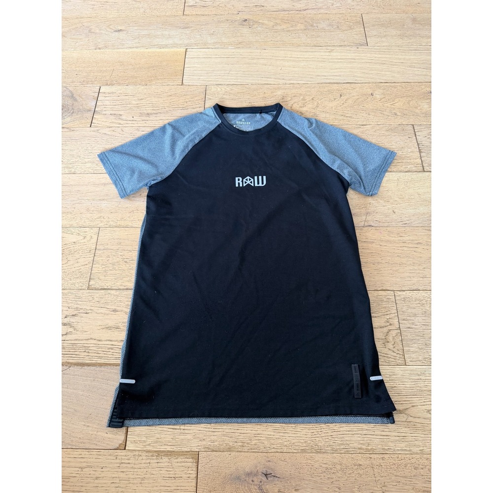 Rawgear Mens Athletic T-Shirt Black Grey Mesh Back Raglan Gym Size Medium (528)